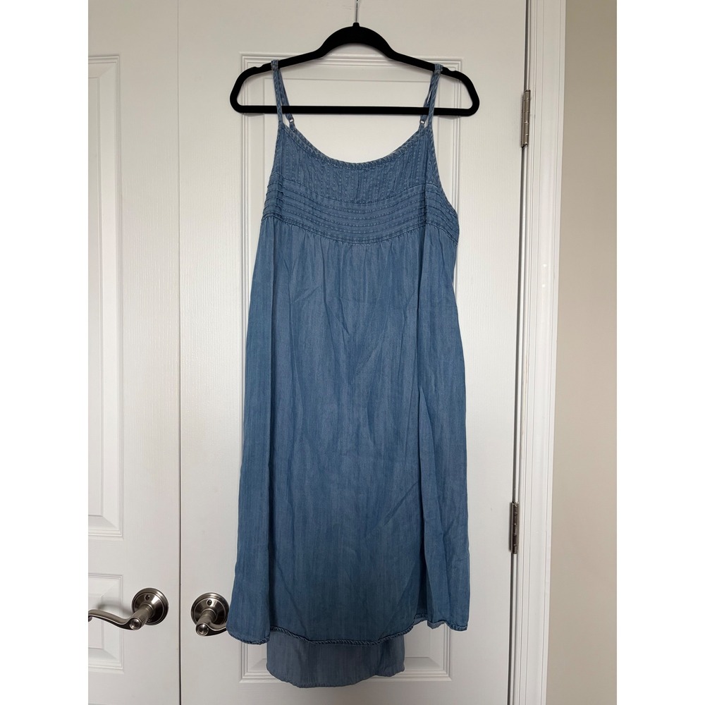 Knox Rose Women Light Wash Lyocell Chambray High Low Sleeveless Dress Large